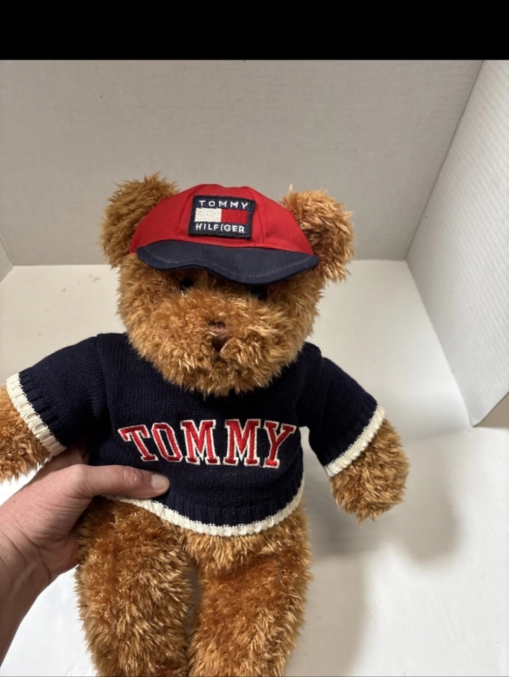 Tommy Hilfiger Red Cap & Navy Sweater Plush Teddy Bear